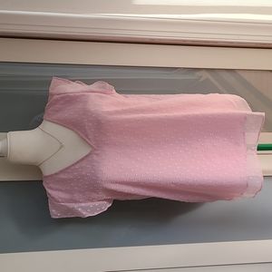 Lilac Clip Dot Flutter Shoulder Blouse